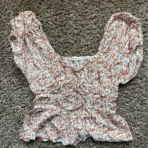 Self Esteem Brown and White Floral Top